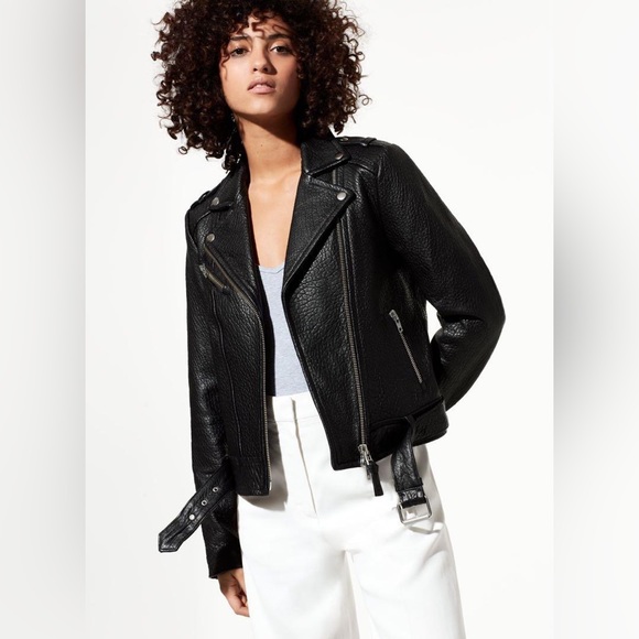 Mackage for Aritzia Pebbled Genuine Lambskin Leather Moto Jacket - Picture 2 of 13